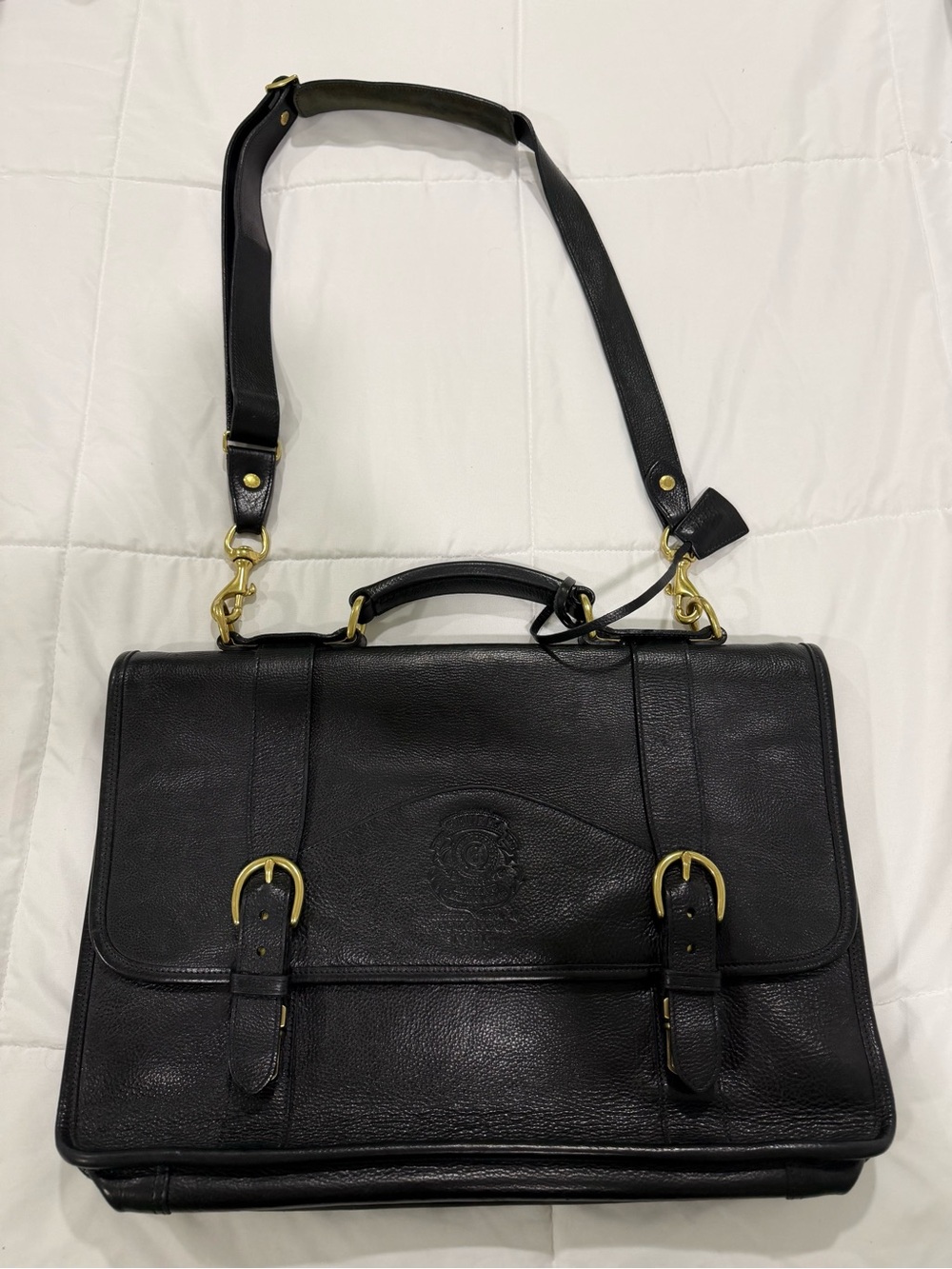 Ghurka Black Leather Men’s Briefcase Messenger Bag